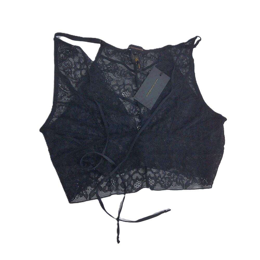 Kiki De Montparnesse Black Stretch Lace Halter Bralette Size Small New - Picture 6 of 8